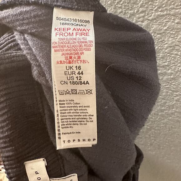 Topshop Women's Navy Blue Corduroy Paperbag Waist Trousers Size US 12 - Picture 8 of 9